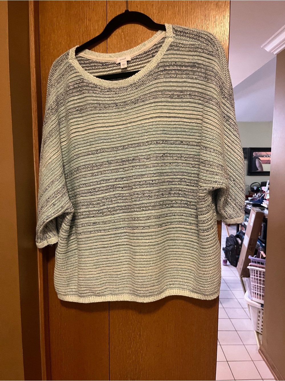 Light Blue Striped Knit Women's Top- J Jill
